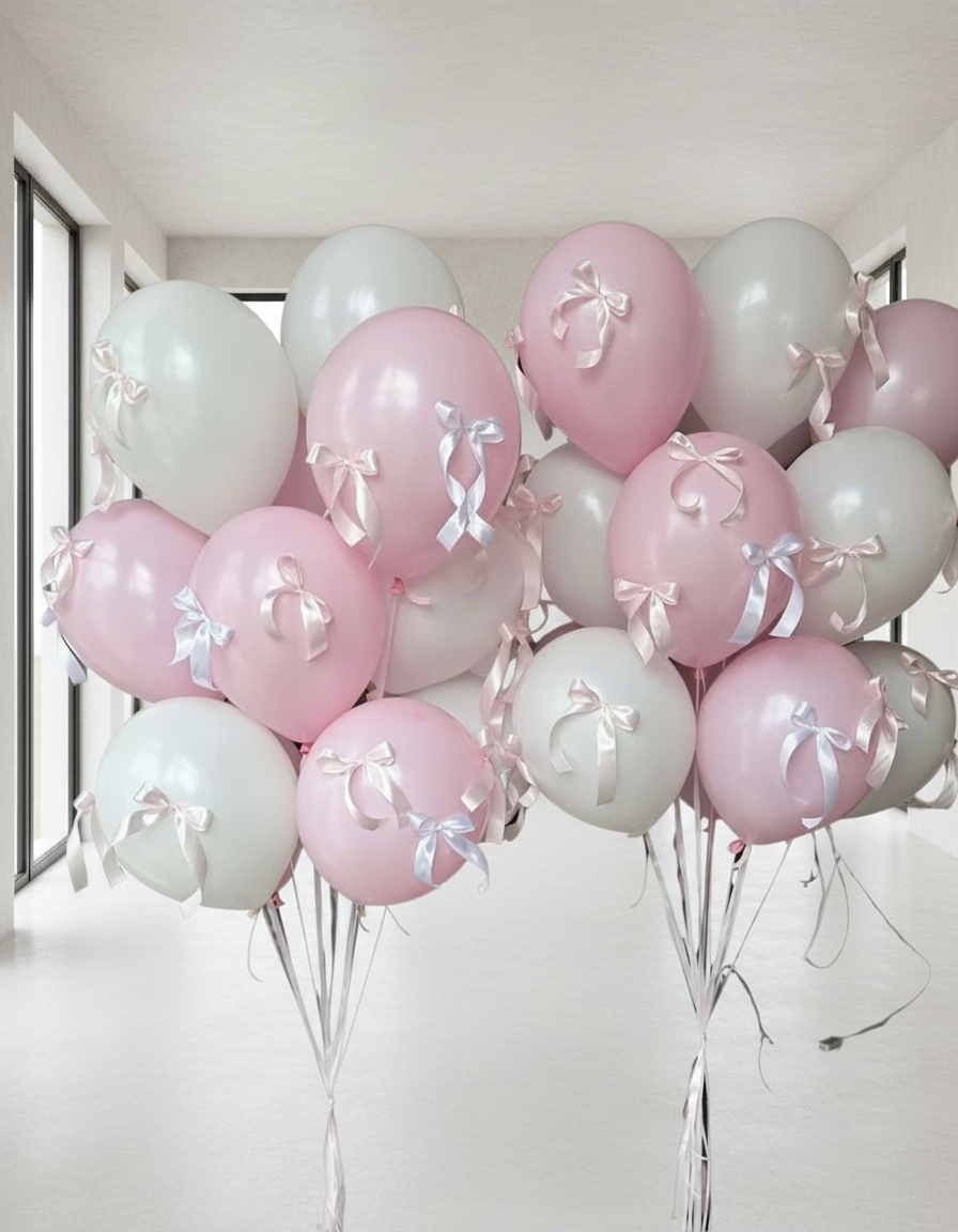 HELIUM BALLOONS #0261 NICE PINK WITH RIBBONS