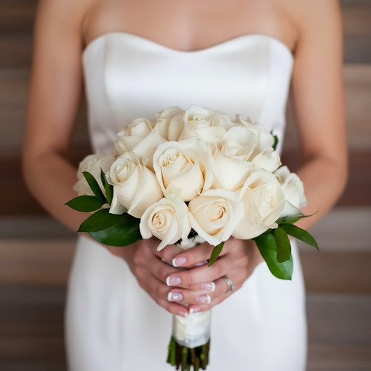 FLOWERS BOUQUET WITH 17 CREAM COLOUR ROSES