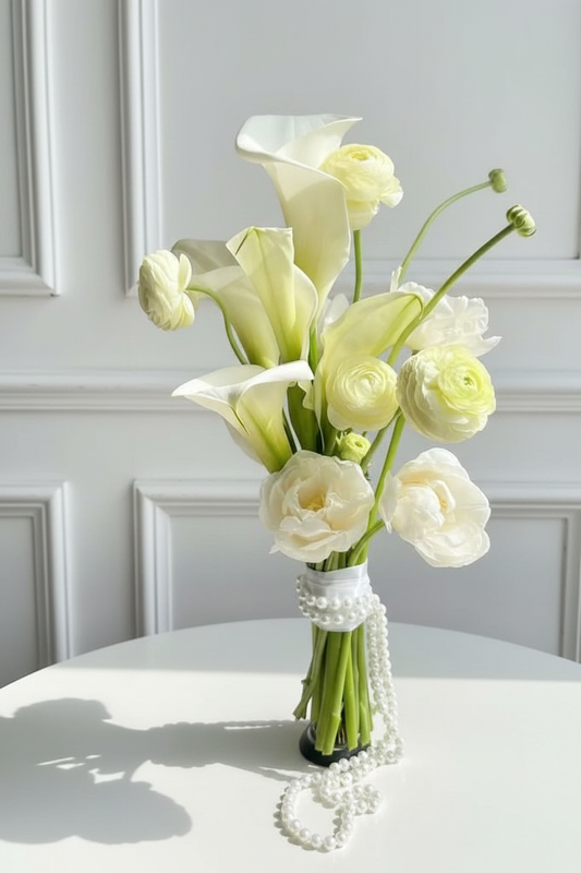 BRIDAL BOUQUET WITH CALLA LILIES AND RANUNCULUS
