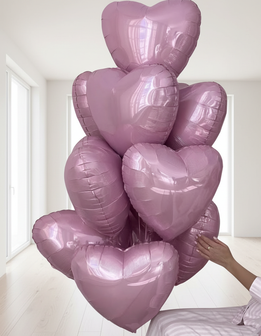 HELIUM BALLOONS PINK HEARTS -10 PCS