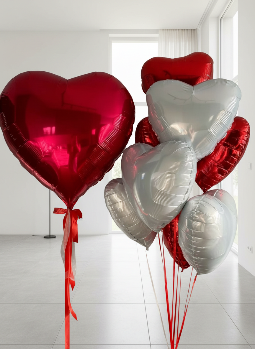HELIUM BALLOONS #0247 RED AND WHITE HEARTS