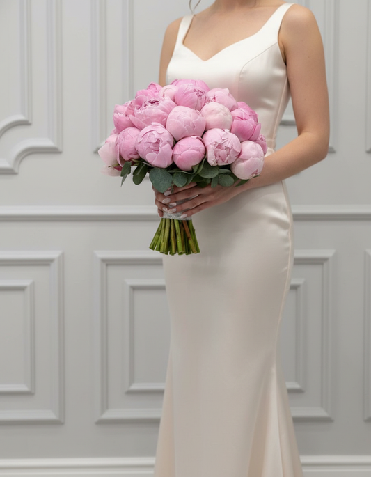 WEDDING BOUQUET WITH 25 PEONY PINK