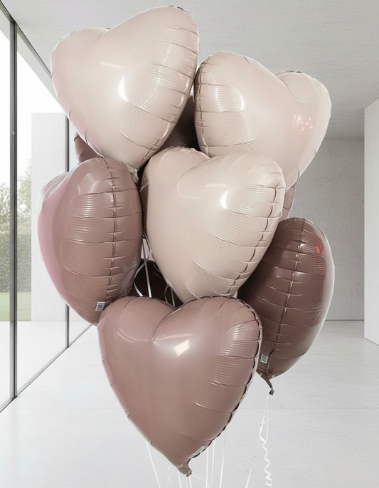 HELIUM BALLOONS “MIX HEARTS LATTE” 7 PCS