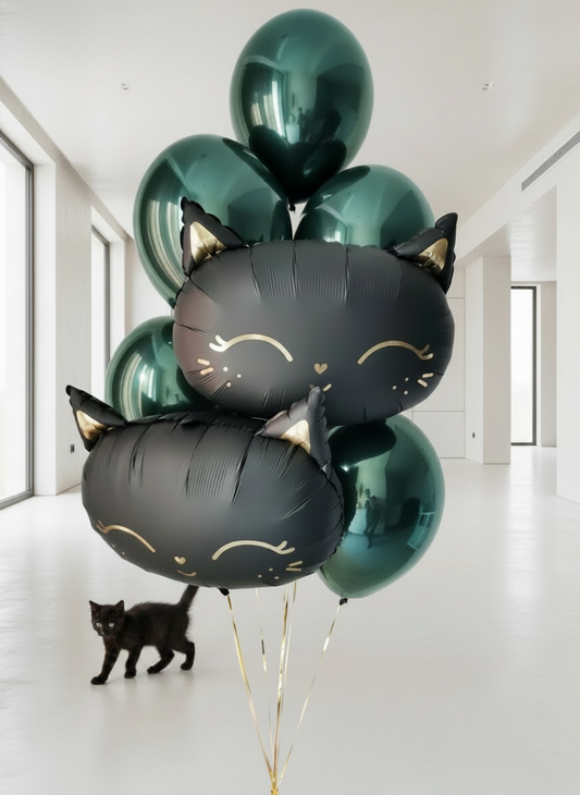 HELIUM BALLOONS “GREEN AND BLACK KITTY”
