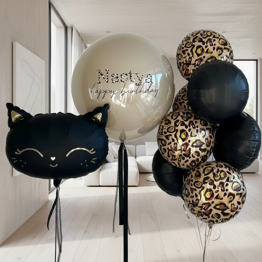HELIUM BALLOONS WITH BLACK KITTY (WITHOUT TEXT)