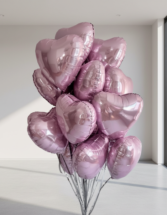 HELIUM BALLOONS “PINK HEARTS” 17 PCS