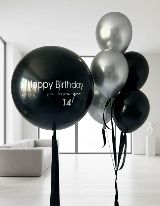 HELIUM BALLOON “BLACK AND SILVER SET” #0267 (WITHOUT TEXT)