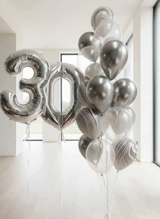 HELIUM BALLOON SILVER HAPPY BIRTHDAY