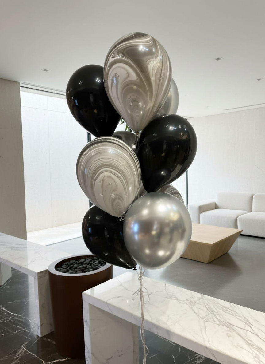 HELIUM BALLOONS “BLACK AND SILVER SET”