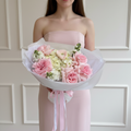 FLOWERS BOUQUET WITH HYDRANGEAS AND MATTHIOLA