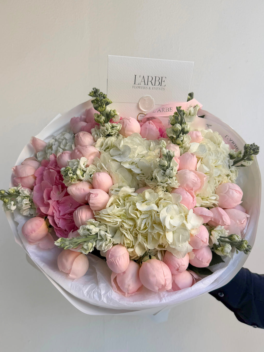 FLOWERS BOUQUET WITH PEONIES AND HYDRANGEAS “ELANORE”