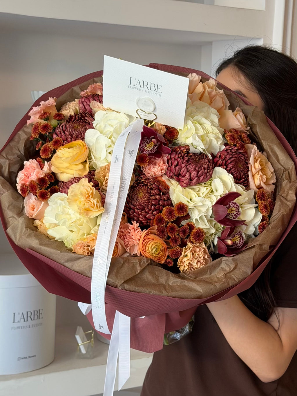 FLOWERS BOUQUET “BURGUNDY&PEACH”