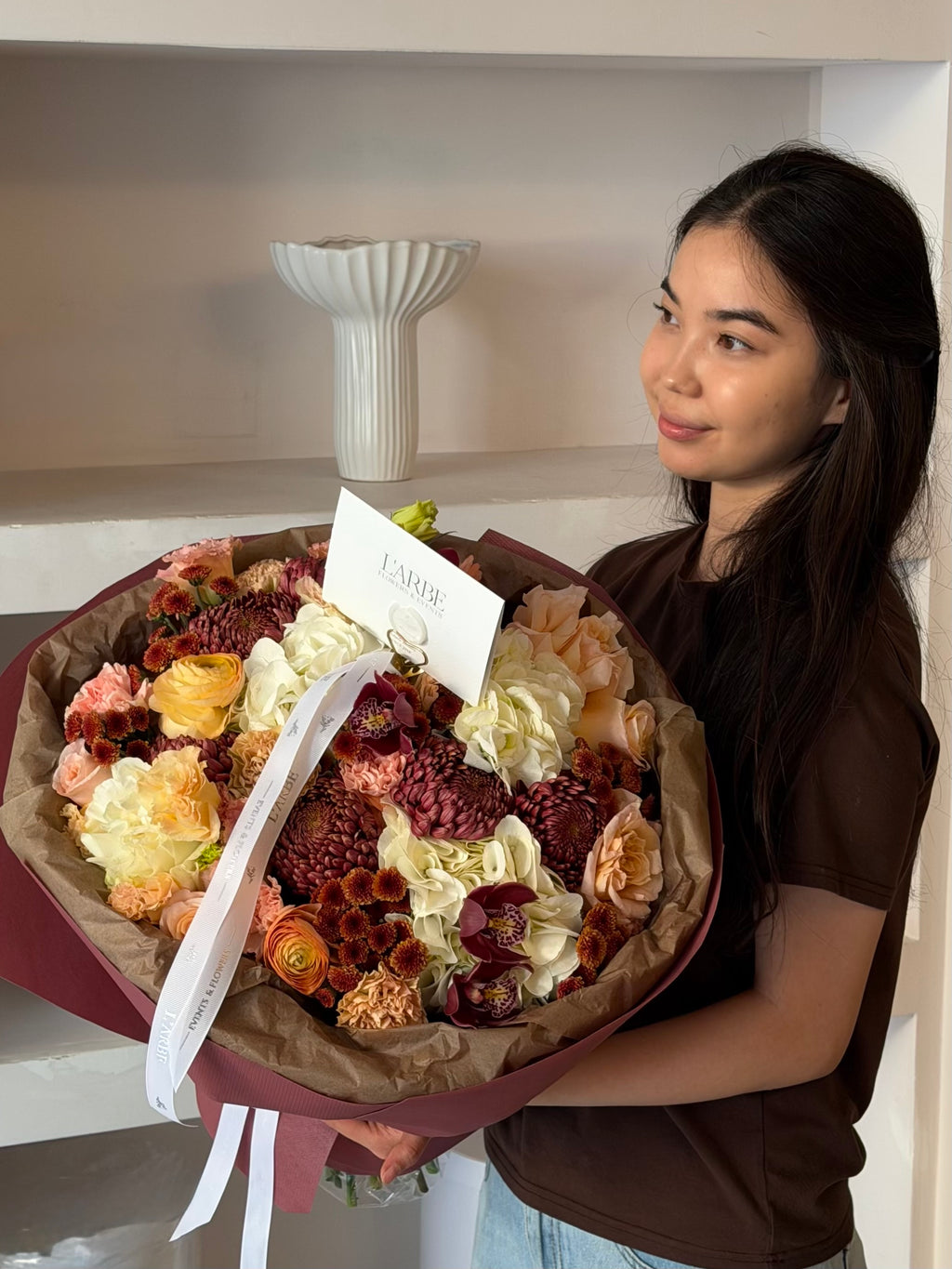 FLOWERS BOUQUET “BURGUNDY&PEACH”