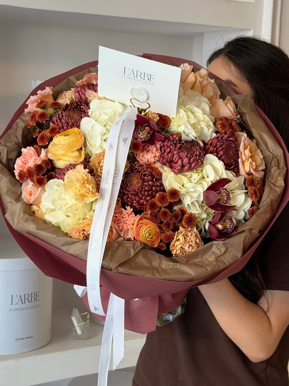 FLOWERS BOUQUET “BURGUNDY&PEACH”