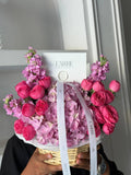 FLOWERS BASKET WITH HYDRANGEA “BABY PINK”