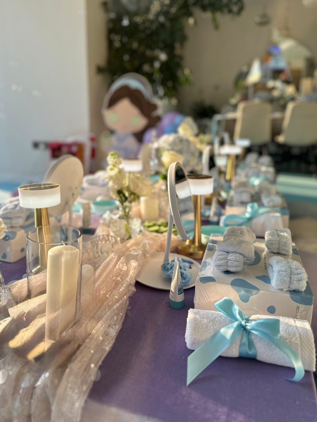 Spa kids table set up for 8 children for beauty spa event (rent)