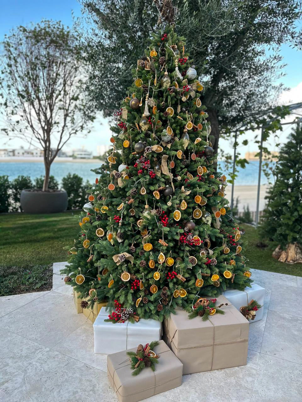 Rustic Citrus & Brown Luxury Premium PVC Christmas Tree 2.4 m / 7.9 ft