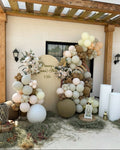 Elegant Rustic Western Cowboy Style Luxury Birthday Photo Zone with Beige & Brown Balloon Garlands & Floral Decor – Rent