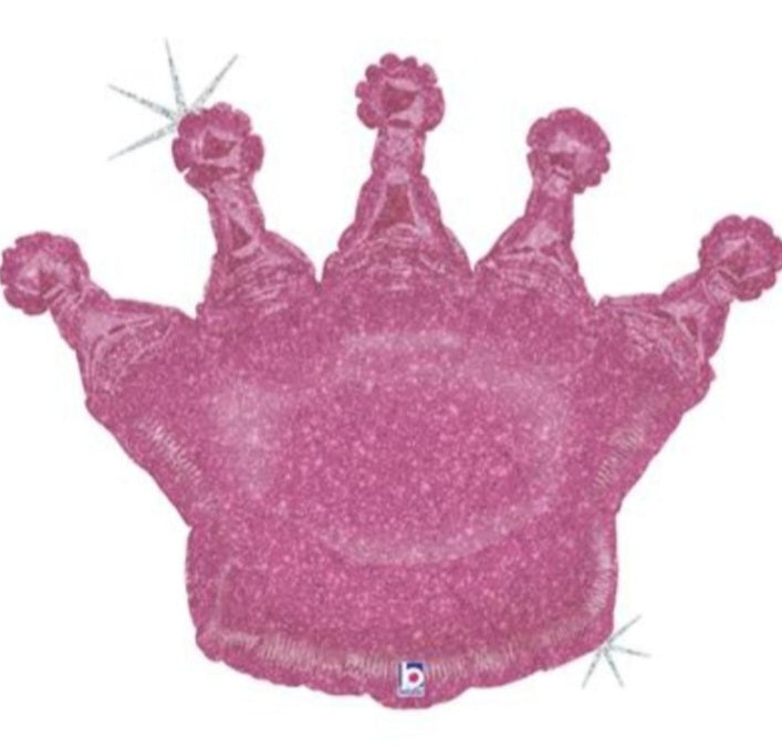 HELIUM BALLOONS “PINK CROWN” GLITTER 36"/91cm