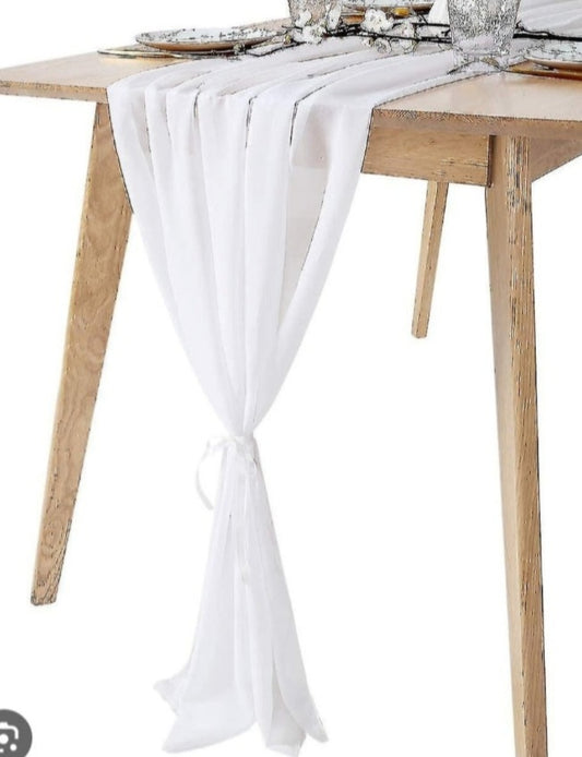 White long cloth runner rent (TR-0002)