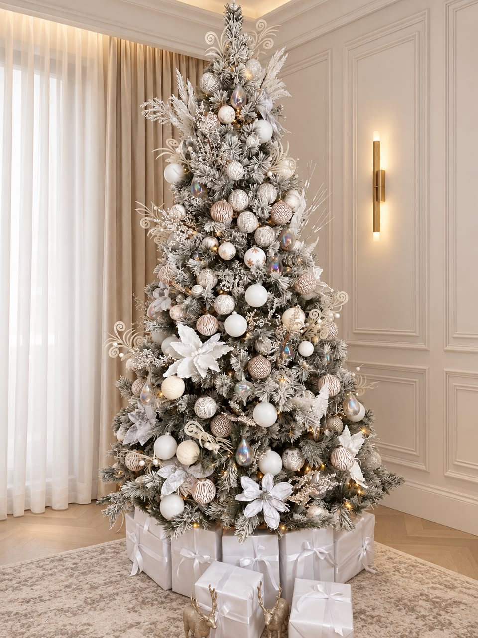 White & Pearl Luxury Premium  Flocked Christmas Tree 2.7 m / 8.9 ft