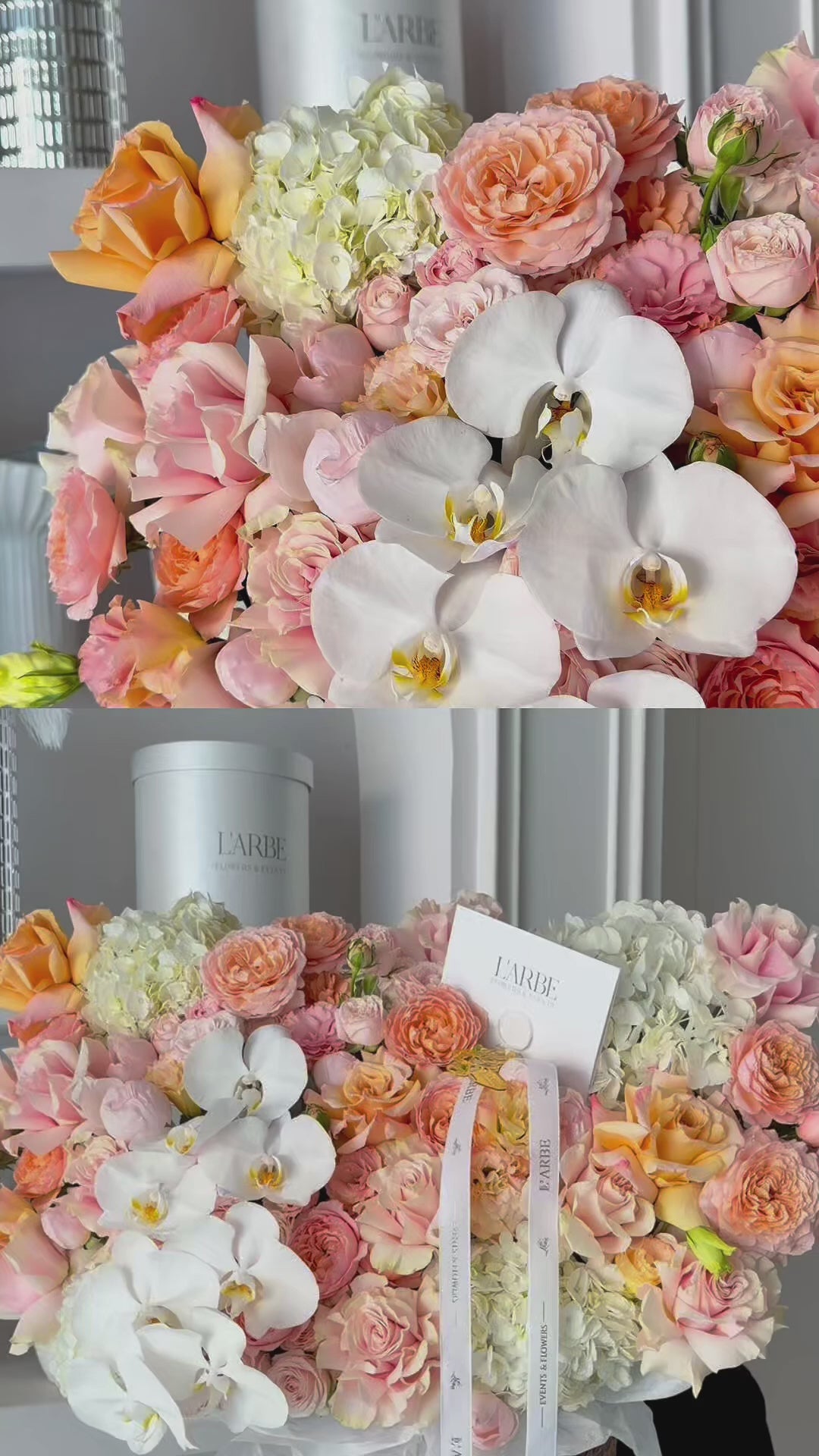 FLOWERS MIX ORANGE AND WHITE WITH ORHID “APEROL NEW BAG”