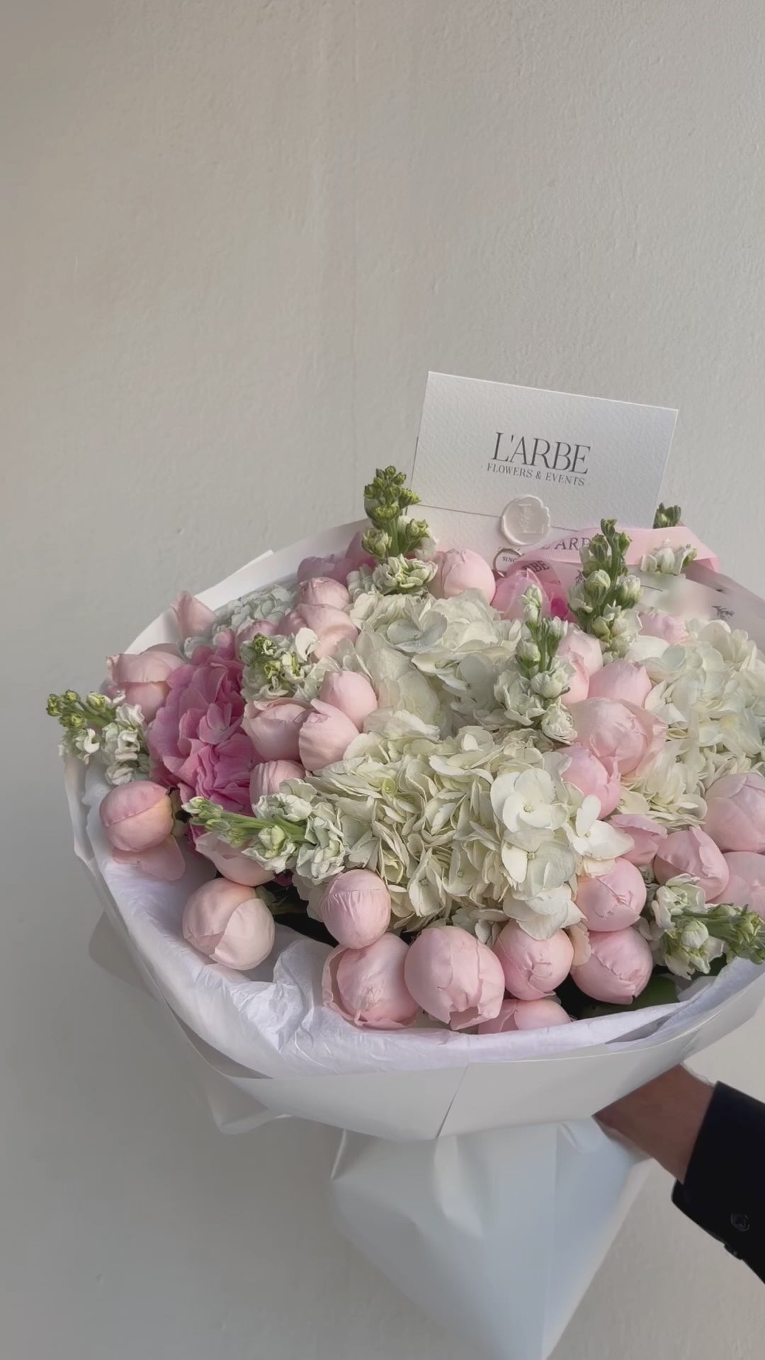 FLOWERS BOUQUET WITH PEONIES AND HYDRANGEAS “ELANORE”
