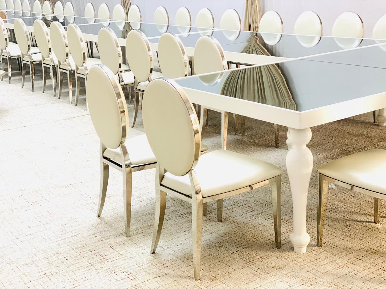 Chair white with silver  rent