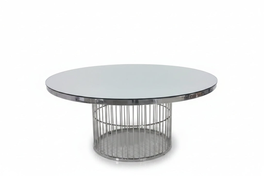 Round table with glass gold or silver (rent)