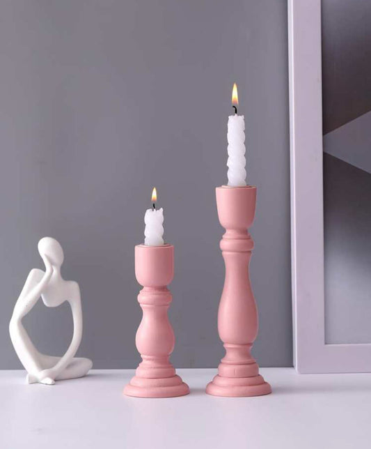 Dust pink candle holder retro 17cm height ( rent) CH-0003