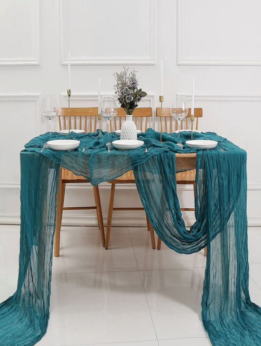 Teal table runner Andro rent (TR-0010)