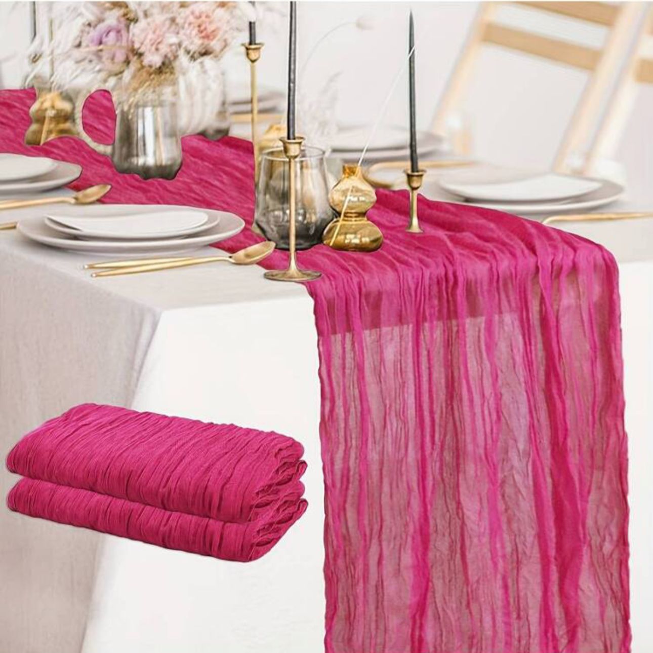 Dark pink table runner Barbara rent (TR-0006)