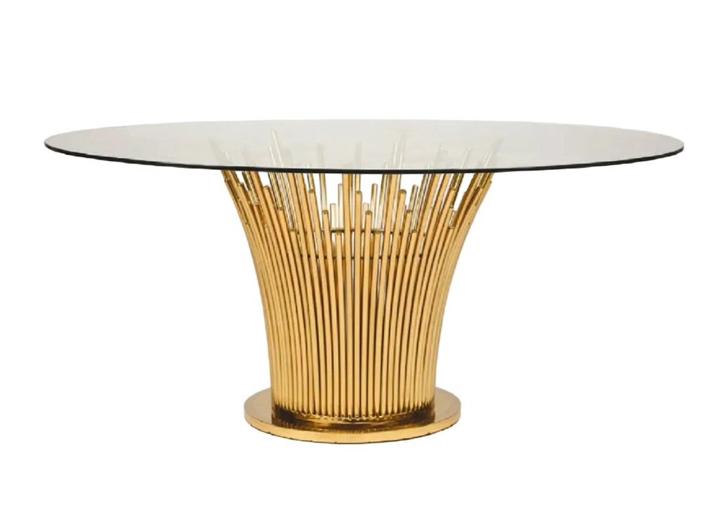 Round table with glass gold or silver (rent)