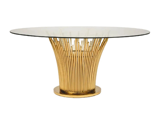 Round table with glass gold or silver (rent)