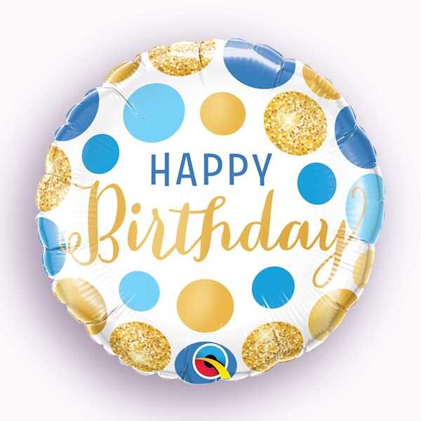 Happy Birthday.Gold and blue dot.American brand