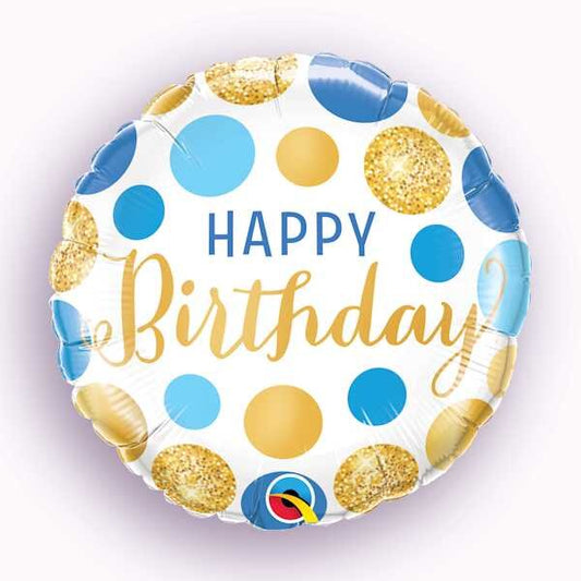 Happy Birthday.Gold and blue dot.American brand