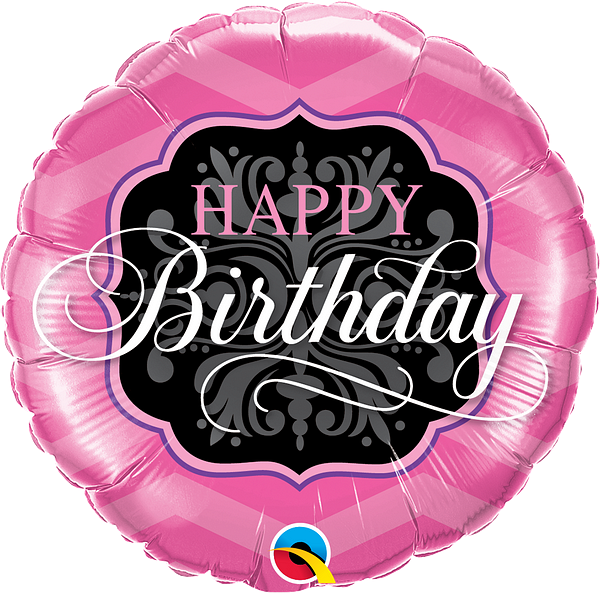 HELIUM BALLOONS “HAPPY BIRTHDAY” PINK AND BLACK