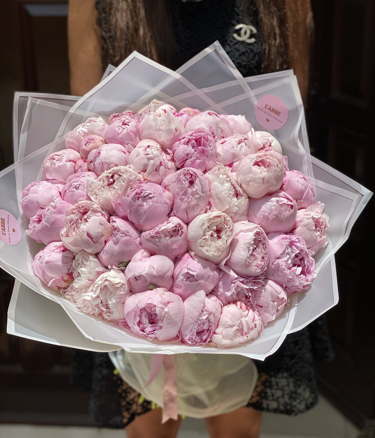 Peonies light pink bouquet 49 pcs