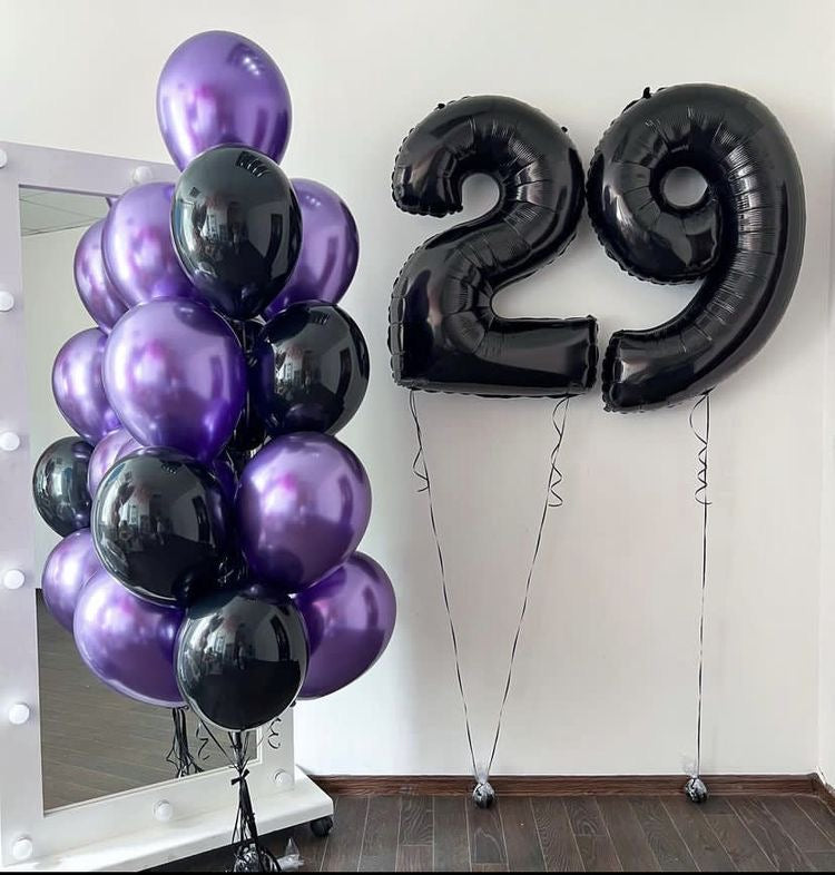 HELIUM BALLOON LILAC WITH BLACK (0099)