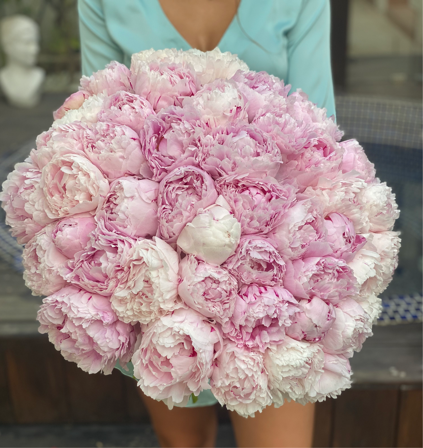 Peonies light pink bouquet 49 pcs