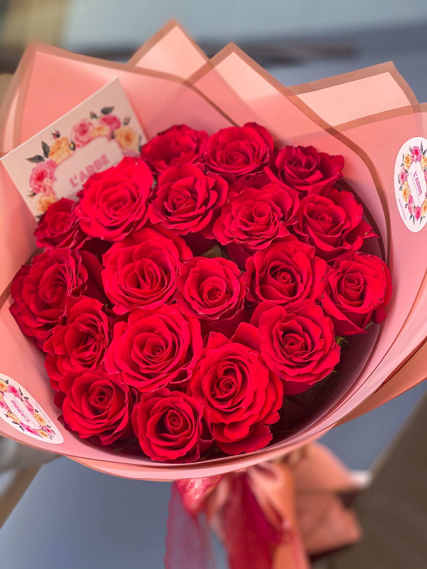 19 Red roses bouquet