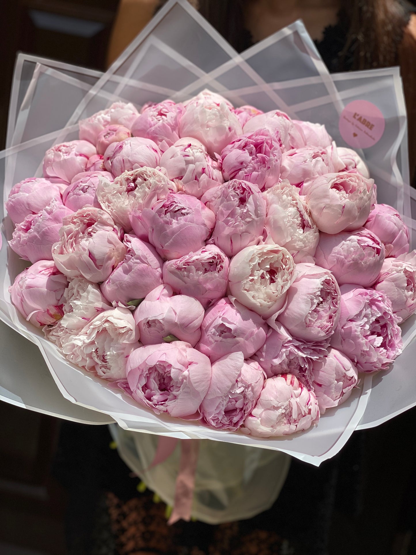 Peonies light pink bouquet 49 pcs