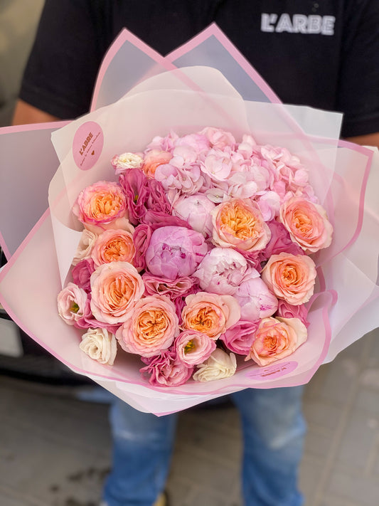 Mix flowers bouquet with peonies