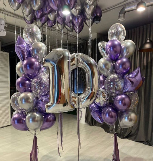 Lilac and silver balloons 💜(0098)