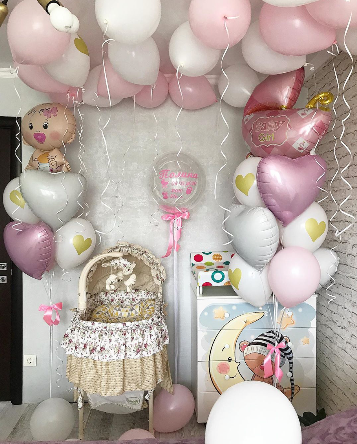 HELIUM BALLOONS SET FOR “WELCOME HOME BABY GIRL” (0082)