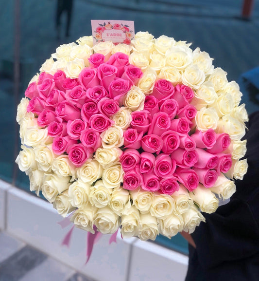 Mix roses bouquet “double heart”