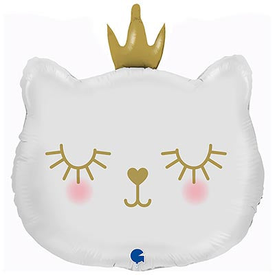 HELIUM BALLOONS “WHITE KITTY WITH CROWN”