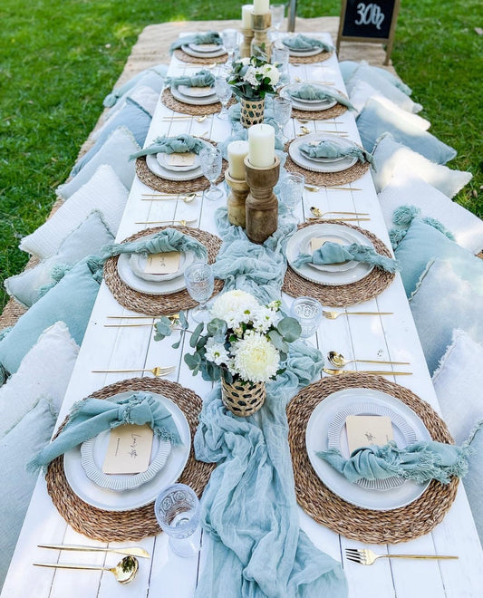 Light blue setup for dinner (Decor rent)