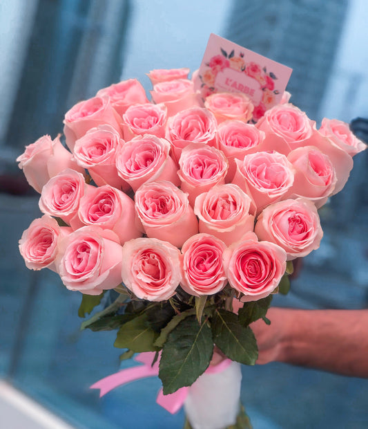 29 light Pink roses bouquet