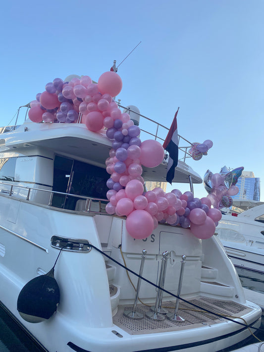 Light pink and purple yacht decoration